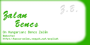 zalan bencs business card