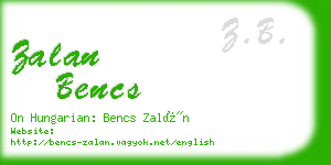 zalan bencs business card